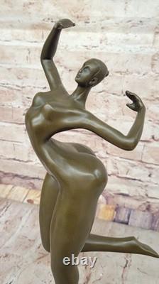 Sculpture/Statue In Genuine Bronze/Marble Modern Art Nude Woman Signed JUNO