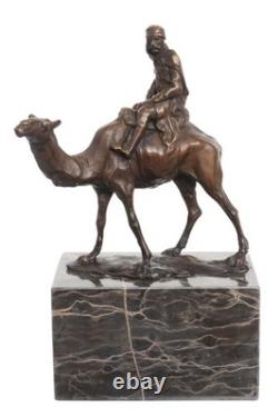 Sculpture of Camel and Rider in Arabic Style Bronze on Marble after Carvin