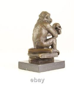 Sculpture of Darwin's Philosophizing Monkey on a Black Marble After Milo