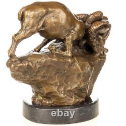 Sculpture of Ibex in bronze on a black marble base after C. Williams