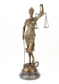 Sculpture of Lady Justice in bronze on a black marble base after Mayer