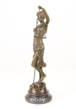 Sculpture of Lady Justice in bronze on a black marble base after Mayer