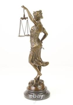 Sculpture of Lady Justice in bronze on a black marble base after Mayer