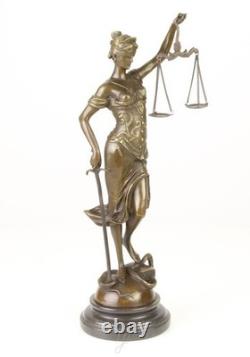 Sculpture of Lady Justice in bronze on a black marble base after Mayer