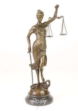 Sculpture of Lady Justice in bronze on a black marble base after Mayer