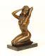 Sculpture Of Nude Erotic Woman In Bronze On Black Marble After Claude