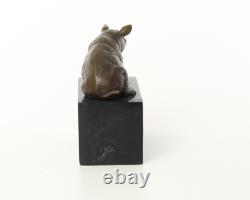 Sculpture of Sitting Pig in Bronze on a Black Marble Base After Milo