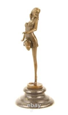 Sculpture of a Beautiful Dancer in Bronze on a Marble Base after B. Zach
