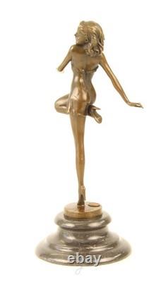 Sculpture of a Beautiful Dancer in Bronze on a Marble Base after B. Zach