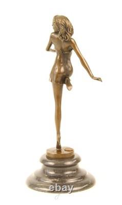 Sculpture of a Beautiful Dancer in Bronze on a Marble Base after B. Zach