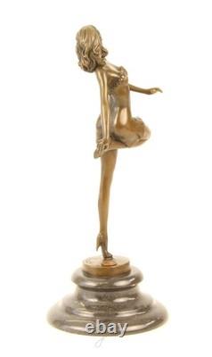 Sculpture of a Beautiful Dancer in Bronze on a Marble Base after B. Zach