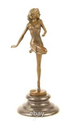 Sculpture of a Beautiful Dancer in Bronze on a Marble Base after B. Zach