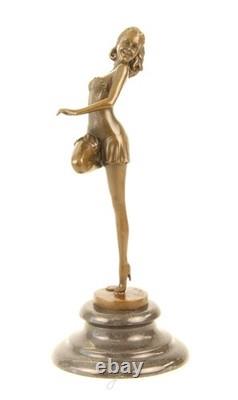 Sculpture of a Beautiful Dancer in Bronze on a Marble Base after B. Zach