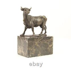 Sculpture of a Bull on Black Marble After Milo