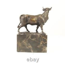 Sculpture of a Bull on Black Marble After Milo