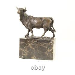 Sculpture of a Bull on Black Marble After Milo