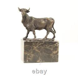 Sculpture of a Bull on Black Marble After Milo