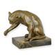 Sculpture Of A Funny Sitting Cubist Cat In Bronze On A Marble Base, Signed