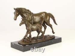 Sculpture of a Horse with Bronze Stakes on a Black Marble Base After Milo