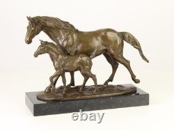 Sculpture of a Horse with Bronze Stakes on a Black Marble Base After Milo