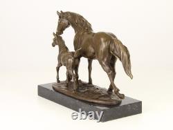 Sculpture of a Horse with Bronze Stakes on a Black Marble Base After Milo