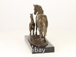 Sculpture of a Horse with Bronze Stakes on a Black Marble Base After Milo