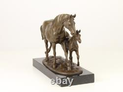 Sculpture of a Horse with Bronze Stakes on a Black Marble Base After Milo
