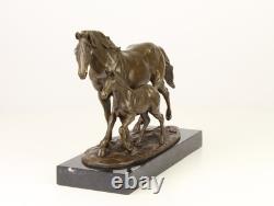 Sculpture of a Horse with Bronze Stakes on a Black Marble Base After Milo