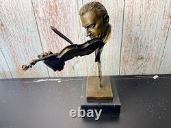 Sculpture of a Man with a Violin on a Black Marble Base after Milo