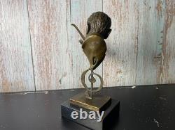 Sculpture of a Man with a Violin on a Black Marble Base after Milo