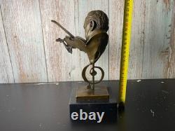 Sculpture of a Man with a Violin on a Black Marble Base after Milo