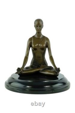 Sculpture of a Meditating Woman in Bronze on a Marble Base after Paige