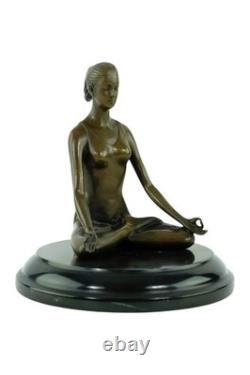 Sculpture of a Meditating Woman in Bronze on a Marble Base after Paige
