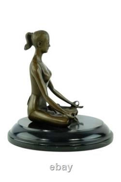 Sculpture of a Meditating Woman in Bronze on a Marble Base after Paige