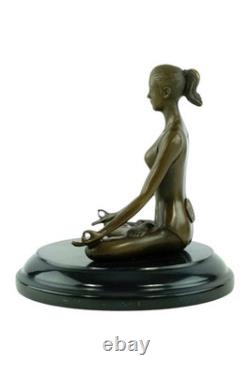 Sculpture of a Meditating Woman in Bronze on a Marble Base after Paige
