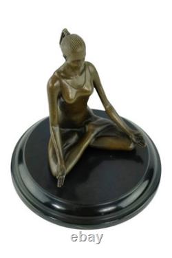 Sculpture of a Meditating Woman in Bronze on a Marble Base after Paige