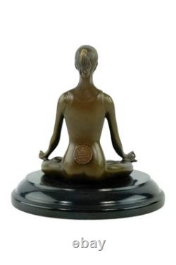 Sculpture of a Meditating Woman in Bronze on a Marble Base after Paige