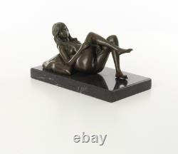 Sculpture of a Naked Woman Lying on a Black Marble Base after J. Mavchi