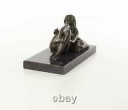 Sculpture of a Naked Woman Lying on a Black Marble Base after J. Mavchi