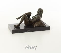 Sculpture of a Naked Woman Lying on a Black Marble Base after J. Mavchi
