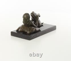 Sculpture of a Naked Woman Lying on a Black Marble Base after J. Mavchi