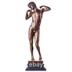 Sculpture of a Nude Man on a Marble Base after Michelangelo