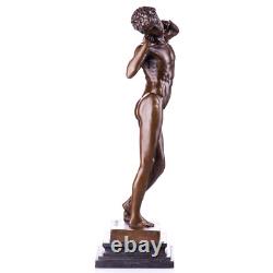 Sculpture of a Nude Man on a Marble Base after Michelangelo