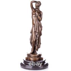 Sculpture of a Semi-Nude Woman in Bronze on a Black Marble Base after J. Pradier