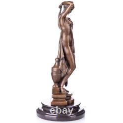 Sculpture of a Semi-Nude Woman in Bronze on a Black Marble Base after J. Pradier