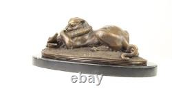 Sculpture of a Tiger Devouring a Gharial from the Ganges on a Marble Base after Barye