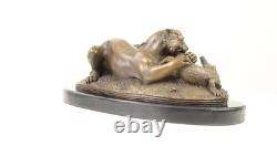 Sculpture of a Tiger Devouring a Gharial from the Ganges on a Marble Base after Barye