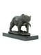 Sculpture Of A Bear With Fish In Bronze On A Black Marble Base After Milo