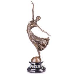 Sculpture of a dancer in bronze on a black marble base after Cesaro