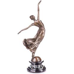 Sculpture of a dancer in bronze on a black marble base after Cesaro